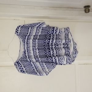 Chico's Electric Blue Geo Stripe Kandace Tank W/ Attached Poncho Sz 0